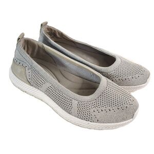 EASY SPIRIT Glitz 2 Silver Slip On Walking Shoes 8WW Women's Comfort Flat